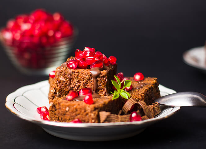 Chocolate cake with pomegranate