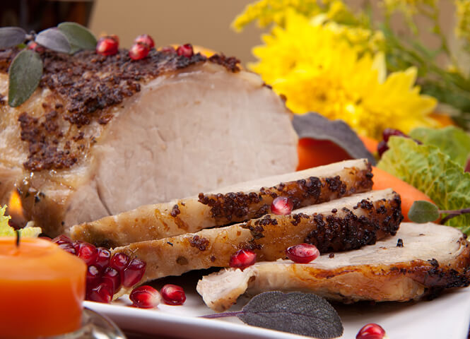 Pork with plums and pomegranate juice